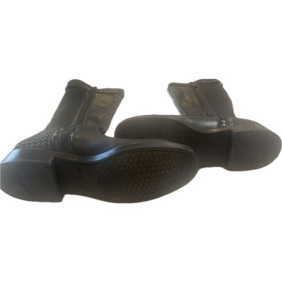 Cole Haan Black Tall Heeled Boots with Strap Accent - Picture 6 of 11